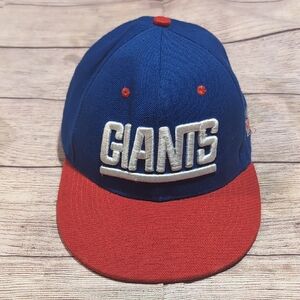 NY Giants Mitchell & Ness Vintage Wool Snap Back Stitched Logo Trucker Hat